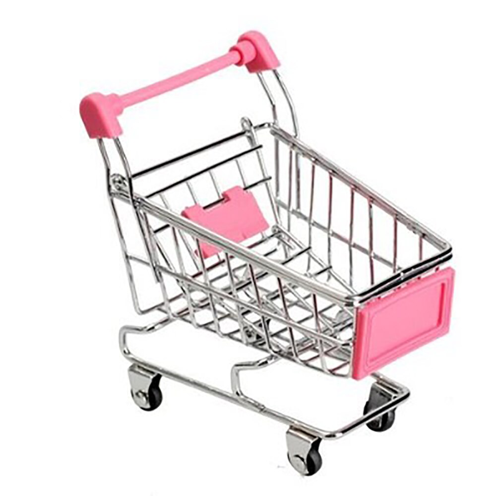 Mini Children Handcart Simulation Small Supermarket Shopping Cart Utility Cart Pretend Play Toys Strollers Kids: Pink