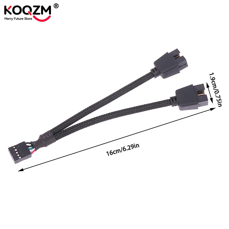 Cable de extensión USB para placa base de ordenador, divisor de Audio HD de 9 pines, 1 hembra a 2 macho Y, 10cm, 1 unidad