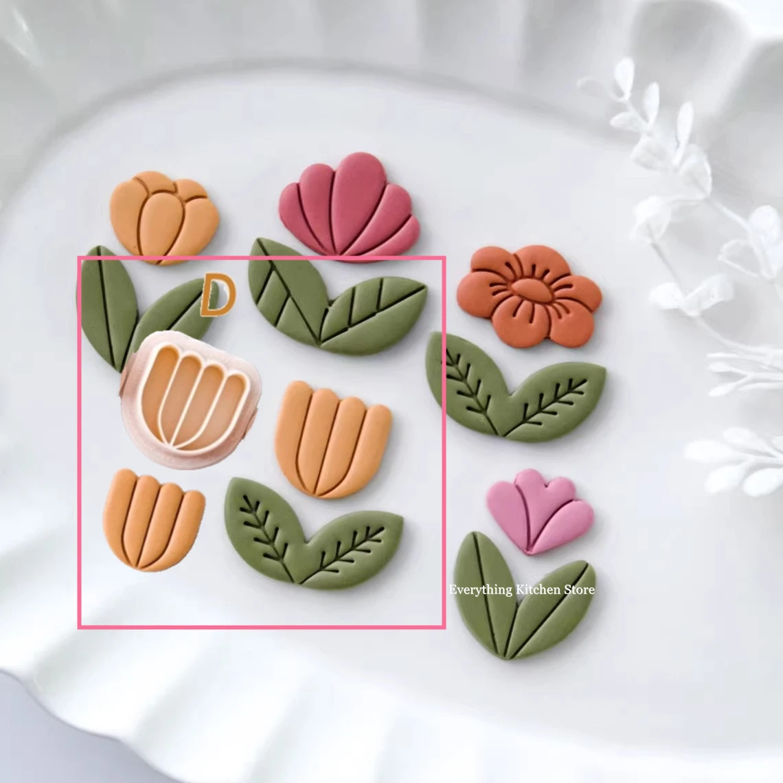 Cortador de arcilla polimérica con forma de Margarita y tulipán, herramientas de corte para modelado de joyería, pendientes de cerámica suave, broche de arcilla, hojas de flores, bricolaje: Caqui oscuro