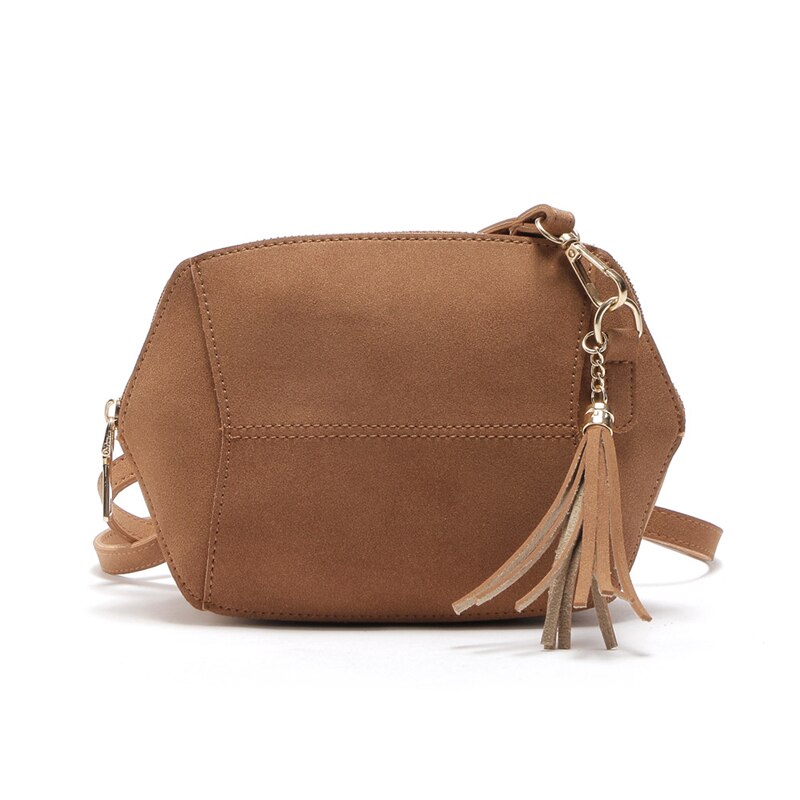 Vrouwen Schoudertassen Eenvoudige Frosted Kleuren Tassel Shell Shape Vrouwen Kleine Messenger Crossbody Tas Dames Rits Handtassen: brown