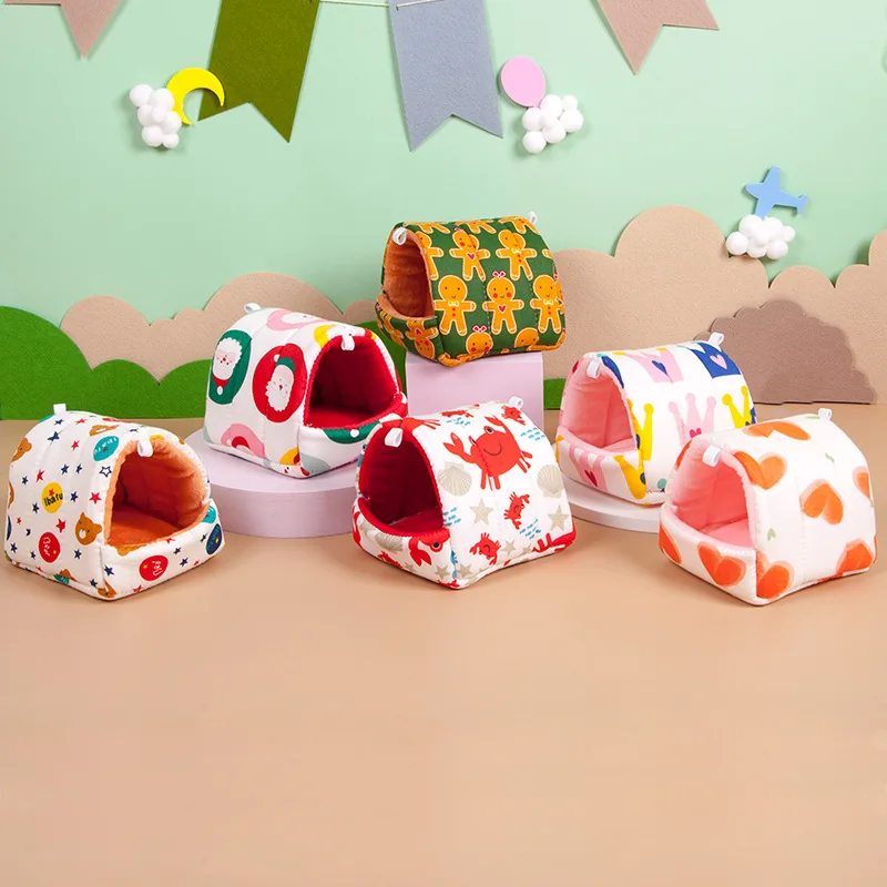 Casa para mascotas, cama para hámster, jaula súper cálida para conejillo de indias, accesorios, cueva, escondite acogedor para erizo, ardilla, jaula colgante para mascotas