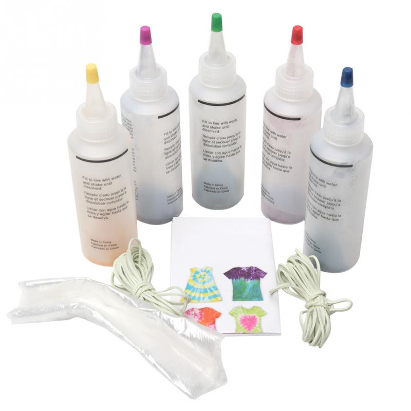 One Step Permanent Paint Making Fabric Textile Decorating Colorful Clothing Tie Dye Kit Pigment Set Painting Tools: 5pcs