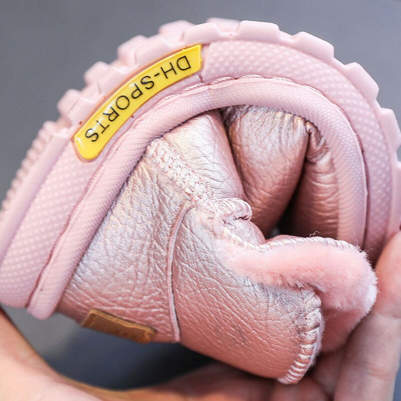 Cuzullaa freundlicher winterschuhe aus baumwolle, warm gefüttert, mit plüschfutter, für babys und mädchen, stiefeletten, größe 22-31