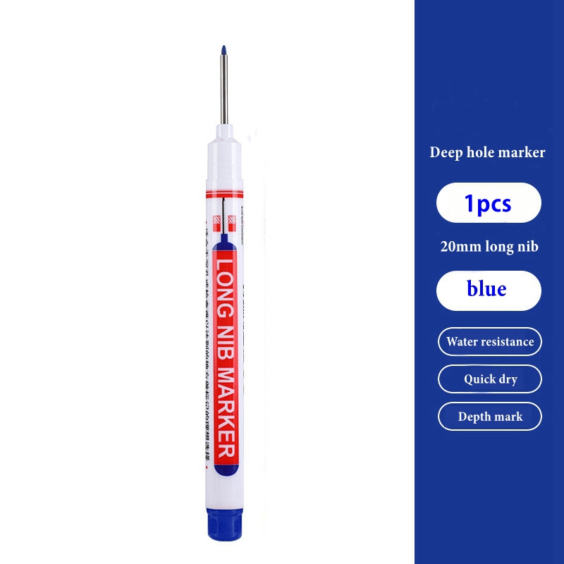 Haile Deep Hole Long Nib Multi-Purpose Marker Pens Waterproof Mechanical Carpentry Bathroom Woodworking Construction Marking Pen: Red