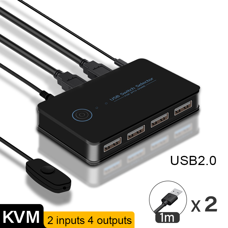 KVM USB 3,0 interruptor Hotkey 2 en 4 salida USB Hub interruptor de tecla de acceso directo para teclado ratón impresora controlador compartido USB KVM: Verde