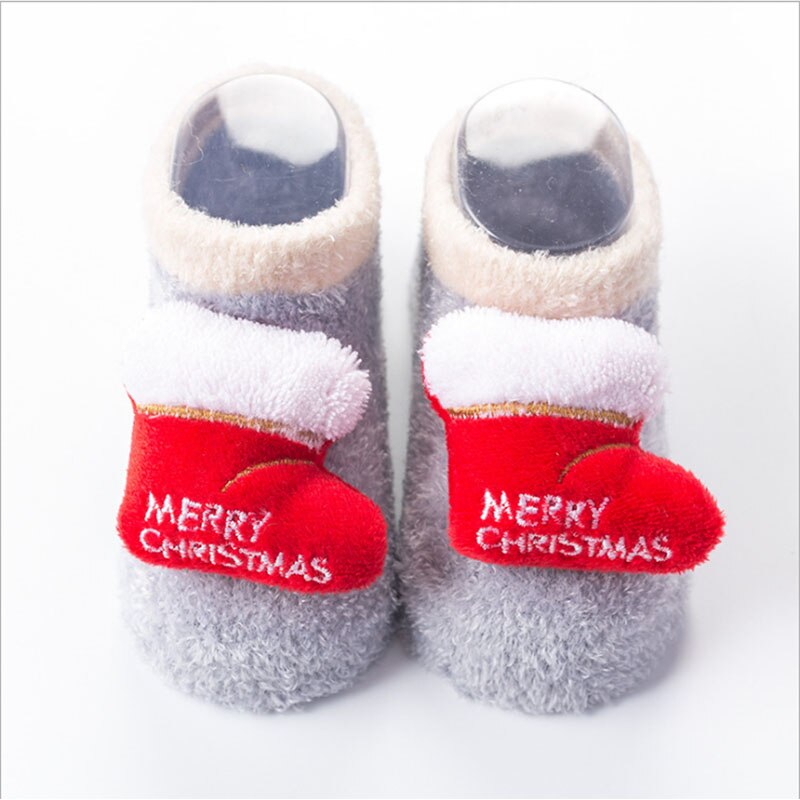 1 Paar Baby Kids Sokken Casual Winter Kerst Sokken David &#39;S Herten Sokken Katoen Cartoon Warm Houden Meisjes Jongens Sokken kerstcadeau: GRAY / S(0-6M)
