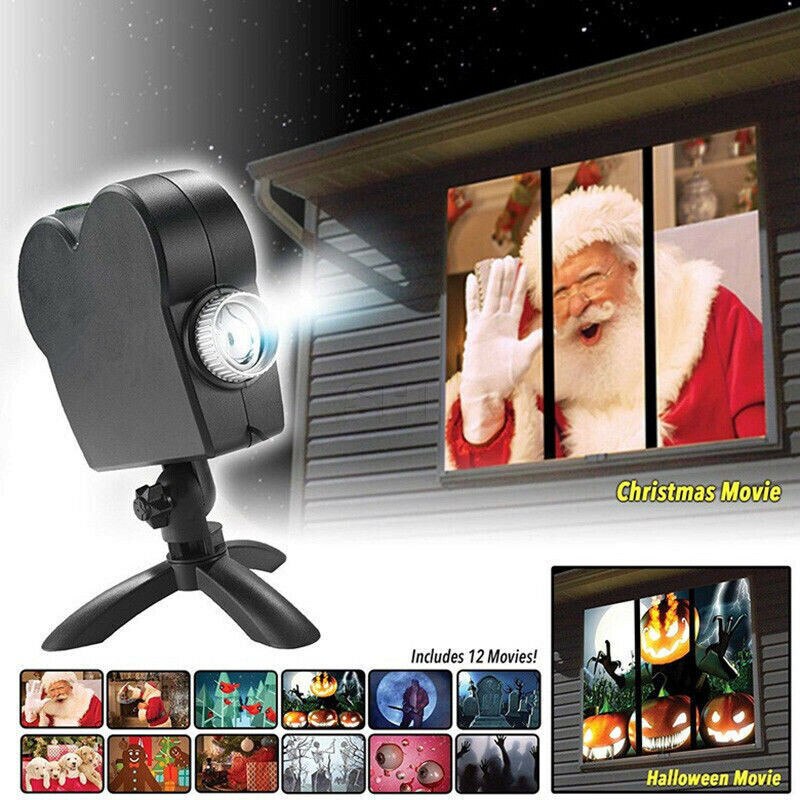 Christmas projection lights Halloween OuhaobinMovies Window Christmas Halloween Movie Projector Kit Home projector