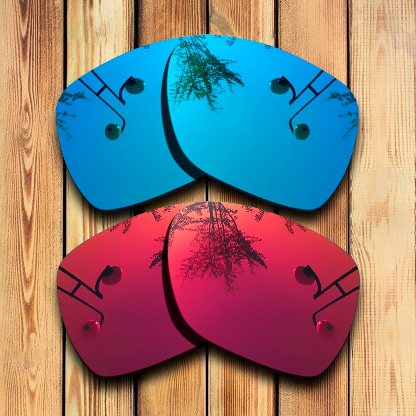 100% Precies Gesneden Gepolariseerde Vervanging Lenzen Voor Spy Optic Cyrus Zonnebril Blauw Mirrored Coating Kleur Keuzes: Blue-Magenta Red