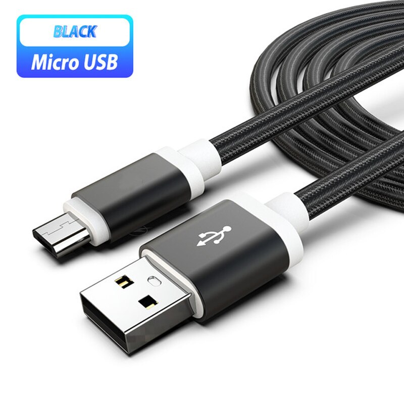 QC 3.0 Fast Travel Charger Micro USB Cable For Samsung S5 S6 S7 Edge A10 M10 M20 OPPO A5 A9 A7 A1 A1K Phone Charger Cables: 1m Black Cable
