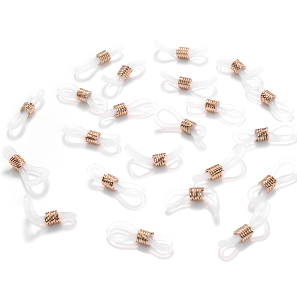 50 Uds. Conector de gancho para la oreja para gafas, cadena para gafas, extremos de retenedor, soporte para cable de cuerda, retenedor de correa, accesorios de bucle final: Azul