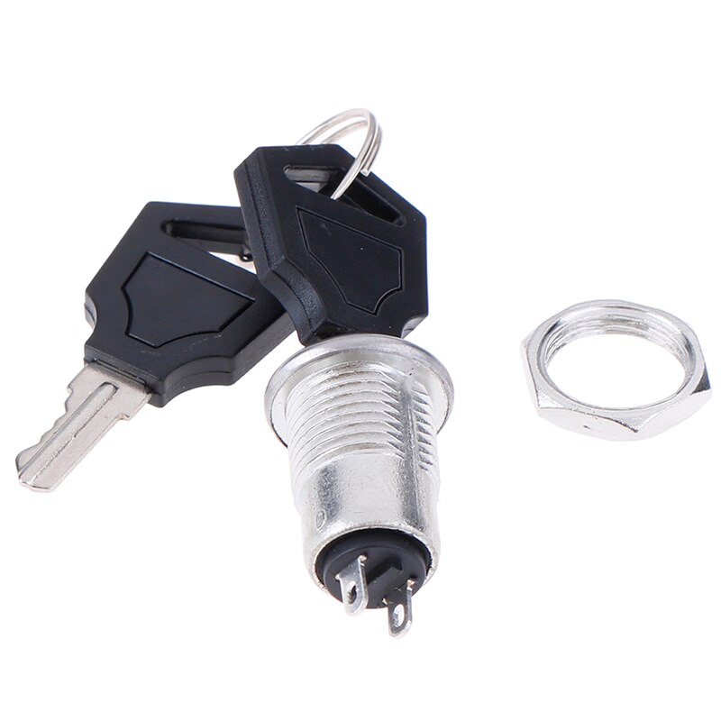 10.5mm 220V / 380V Zinc Alloy Electronic Key Switch ON OFF Lock Switch Phone Lock Security Power Switch S1203 2PIN 2 Keys !