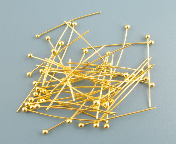 Doreenbeads Koper Nietstiften Goud Kleur Metalen Diy Mode-sieraden Bevindingen 25 Mm (1 ") lange, 0.5 Mm (24 Gauge), 40 Pcs