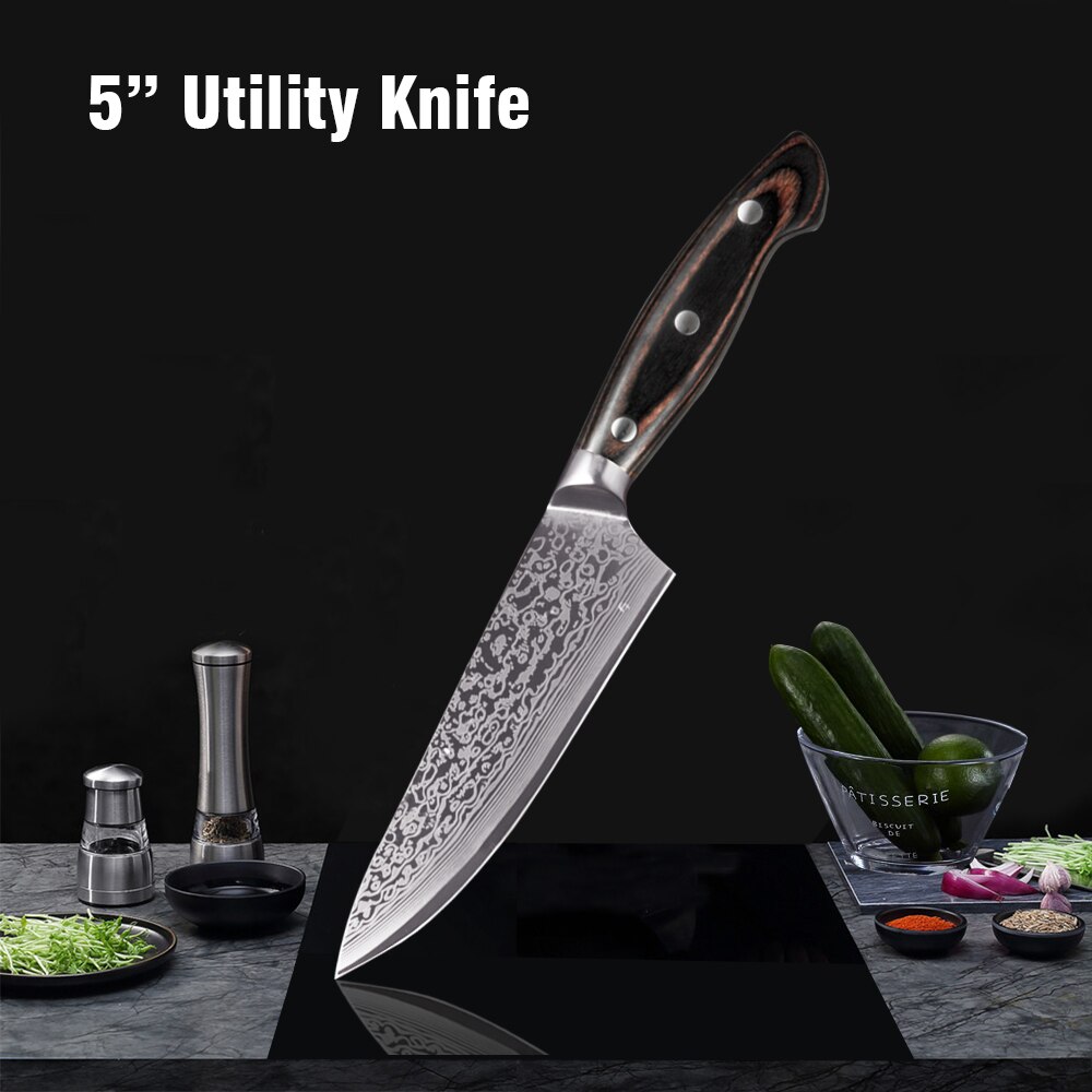 Shuooge køkkenkniv 8 tommer kokkeknive japansk højkulstof rustfrit stål kødkløver skiver santoku kniv: 5 tommer værktøjskniv