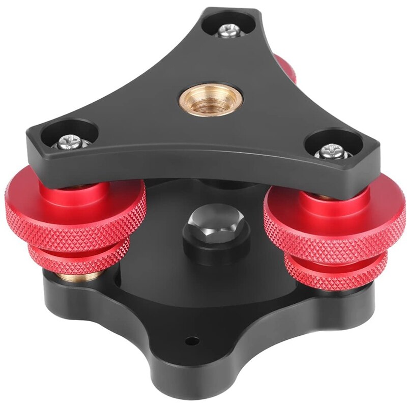 Camera Level Adjustment Base Fine-Tuning Gimbal Aluminum Alloy Three-Wheel Precision Level Bubble Level 3/8 Inch Screw