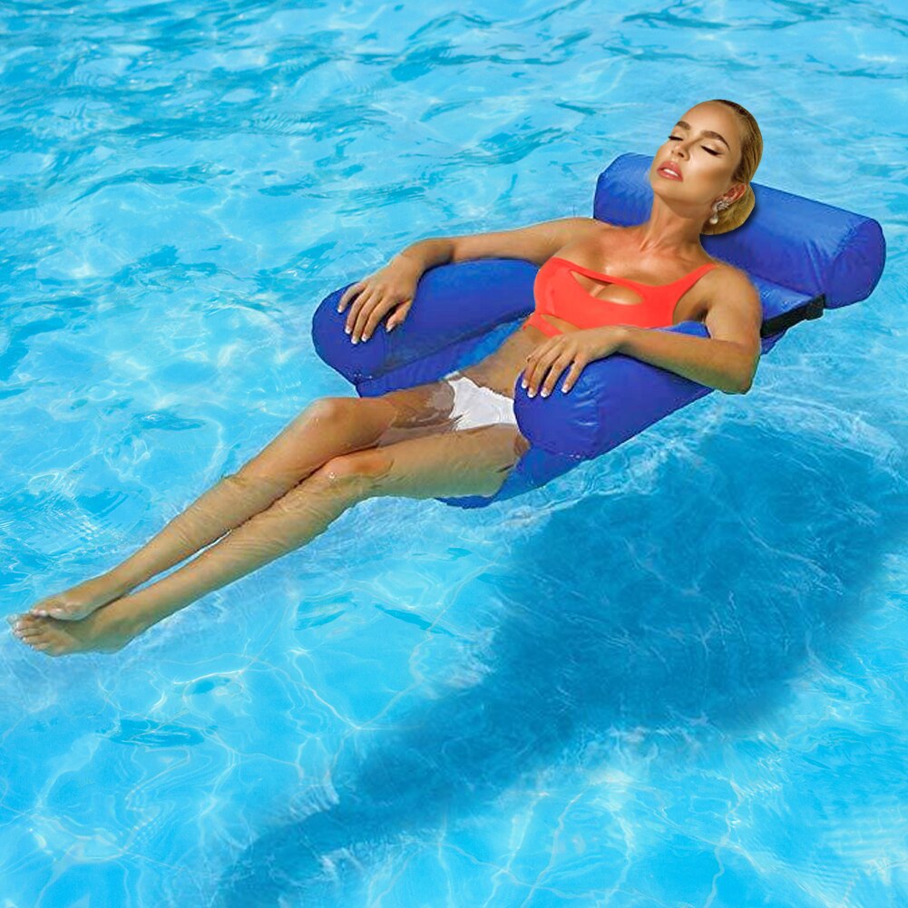 PVC Summer Inflatable Chair Floating Row Swimming Pool Water Hammock Air Mattresses Bed Beach Water Sports Lounger Chair