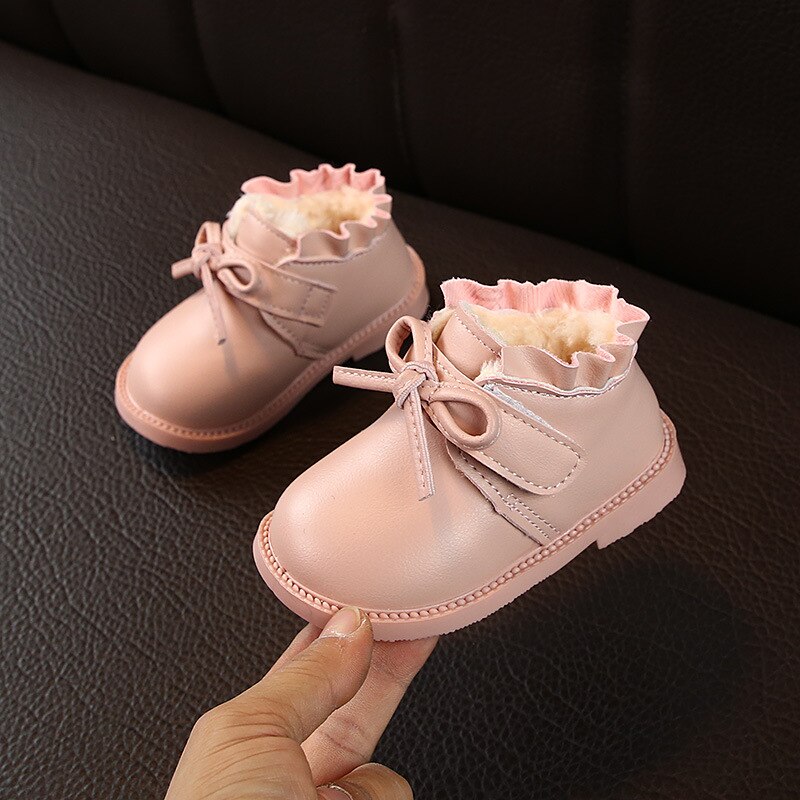 JUSTSL Winter Baby Meisjes Zachte Bodem Peuter Schoenen Kinderen Katoen gevoerde Schoenen Plus Fluwelen Houden laarzen Voor 6- 18 maanden Baby: Roze / 2