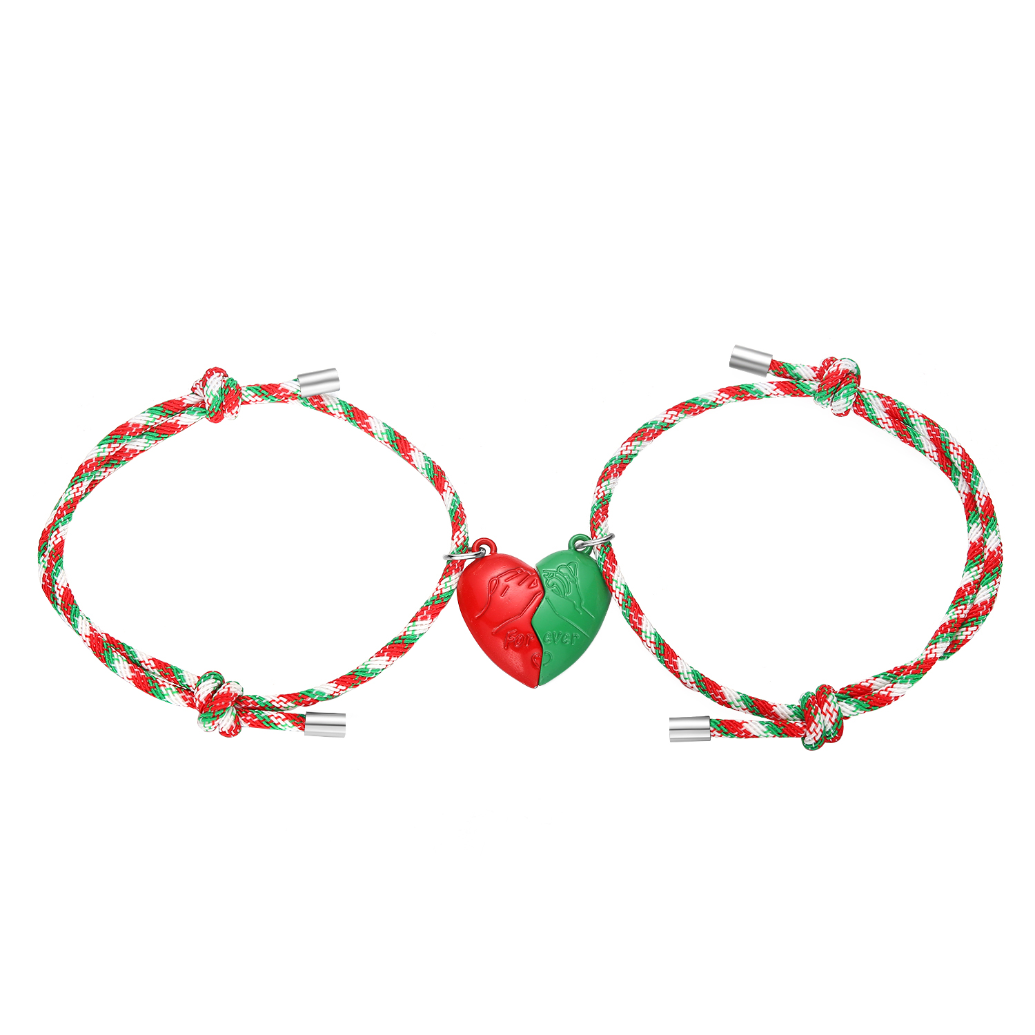 Braccialetti magnetici per coppie da 2 pezzi Braccialetti regolabili per attrazione abbinata a forma di cuore Regali per amanti per fidanzato e fidanzata: VERMEIL