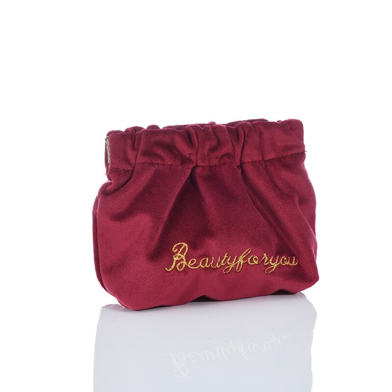 Vrouwelijke Portemonnee Fluwelen Brief Print Mini Coin Mini Lipstick Zak Vrouwelijke Effen Kleur Opbergtas: red