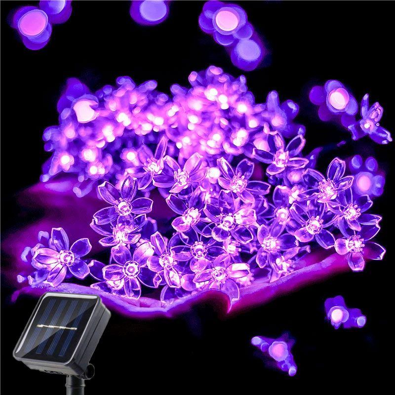 LED-Gartenleuchten für den Außenbereich, Hochzeitsdekoration, 8 Modi, Kirschblüten, Solar-Lichterkette, Weihnachtsfeier, Dekoration, Lichterkette
