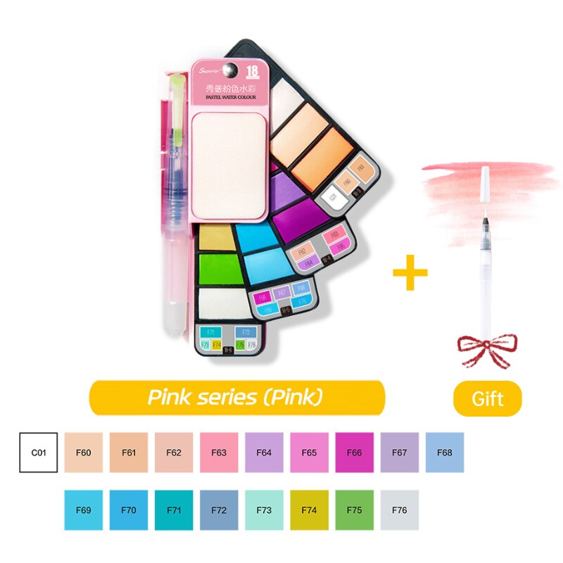 8/25/33/42 Solide Aquarel Verf Set Met Water Borstel Pen Opvouwbare Reizen Water Kleur Pigment Voor Draw: 18 pink set