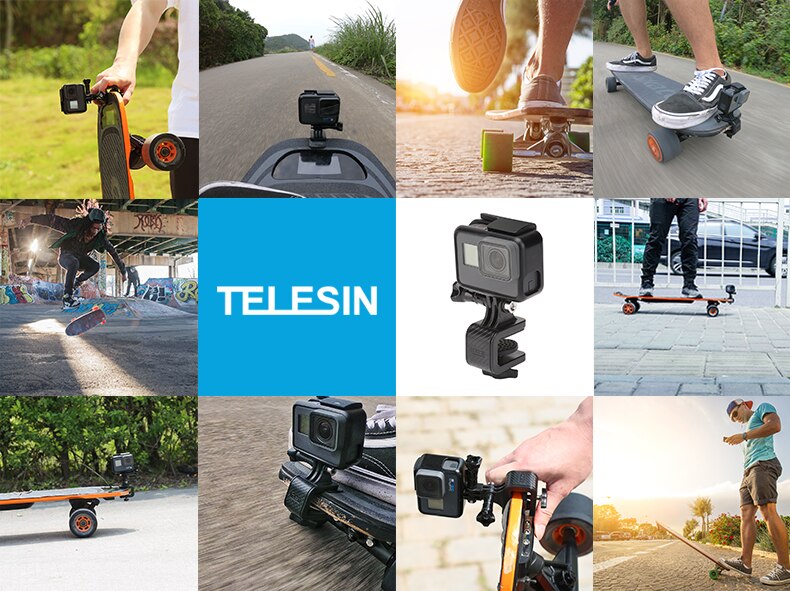 Plane fixed skateboard motorcycle handlebar rotating clamp mounting bracket for GoPro EKEN H9 YI SJCAM action camera accessories
