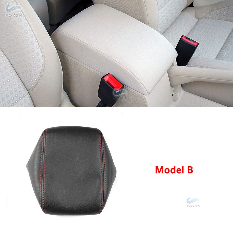 Garniture de boîte d&#39;accoudoir de commande centrale en cuir microfibre, accessoires de voiture pour VW Touran 2006 2007: B Black-red line