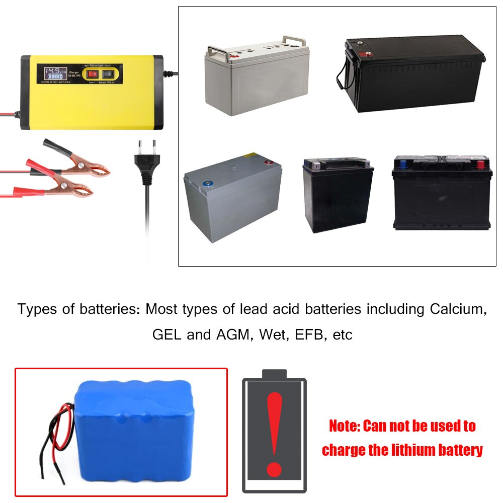 Car Battery Charger 12V 8A Full Automatic Fast Power Pulse Repair Charger Wet Dry Lead Acid Battery-chargers Digital LCD Display