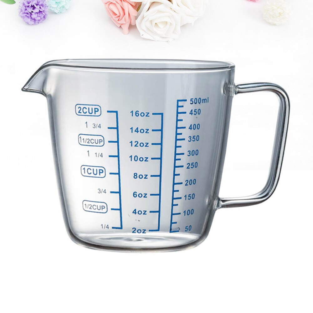 1PC 500ml Heat-resistant Glass Measuring Cup Children's Cup with Scale Microwave Measuring Cup Transparent Scale Cup