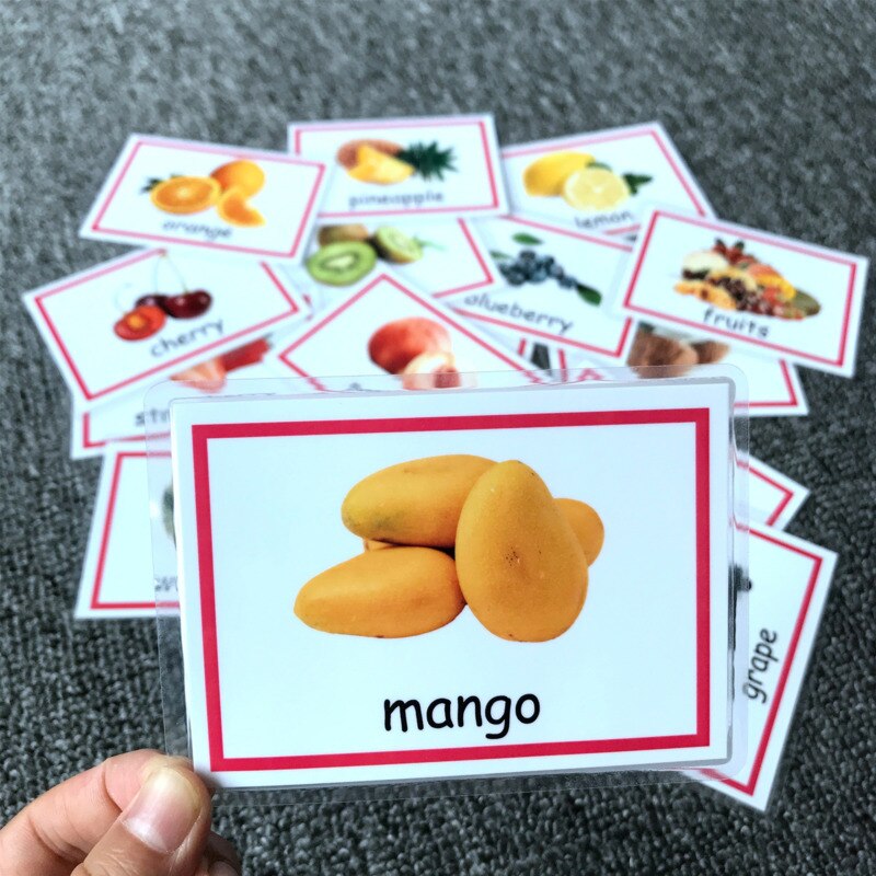 Kids Montessori Baby Learn English Word Card Flashcards Cognitive Educational Toys Picture Memorise Games For Children