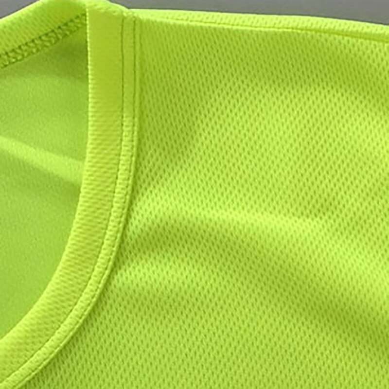 Summer Fluorescent Yellow Orange High Visibility Safety Work Running Shirt Summer Breathable Work Reflective T-shirt