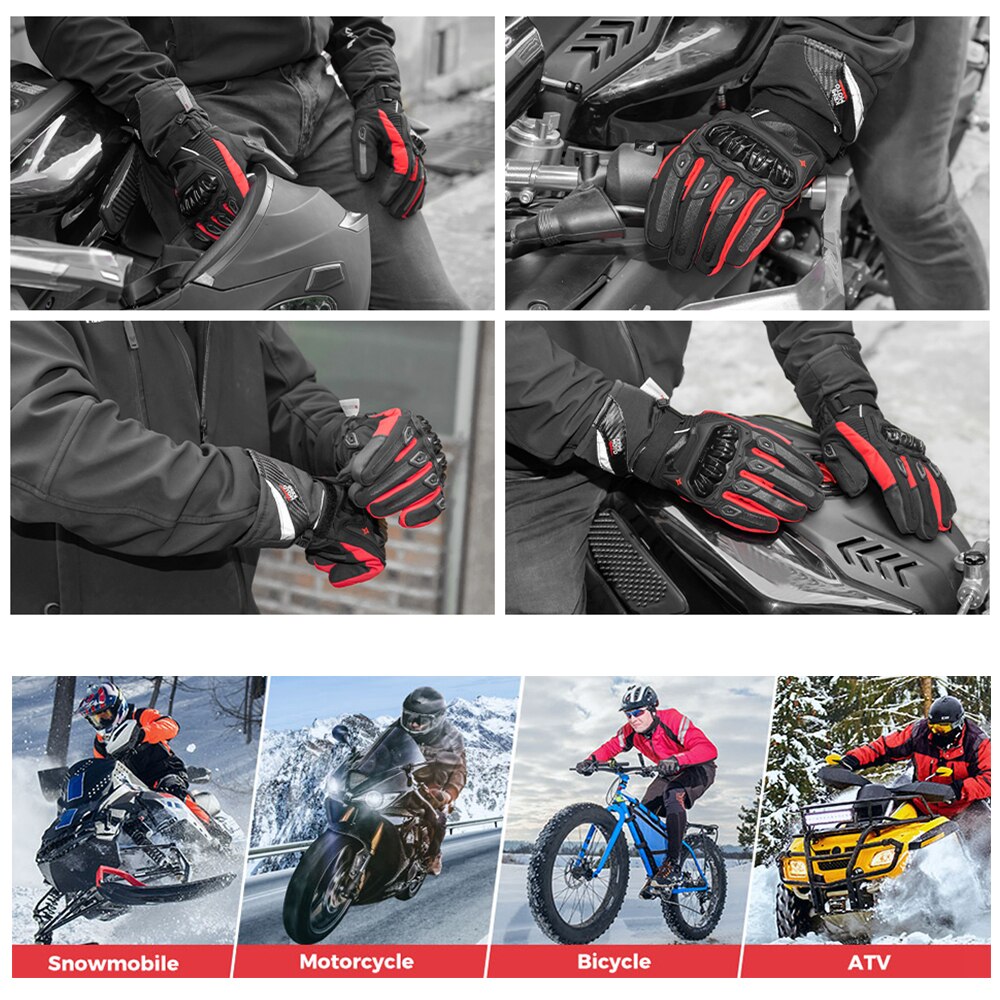 KEMiMOTO Waterproof Winter Motorcycle Gloves Touch Screen Motorcross Windproof Protective Winter Gloves Men Guantes Moto Luvas