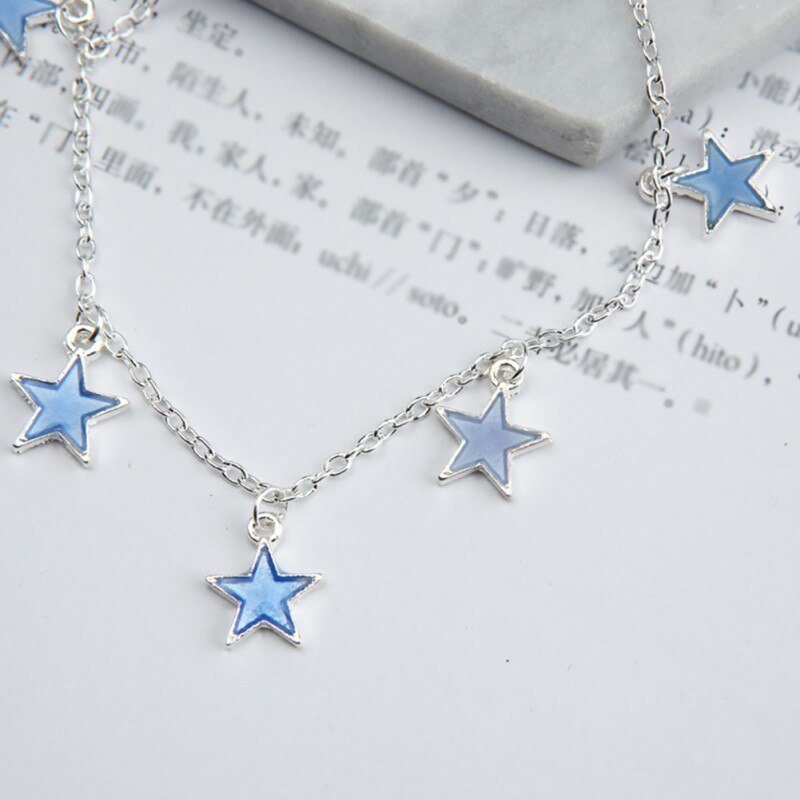 Leucht Frauen Blau Fluorescent Schmuck Stern Form Splitter Kette Quaste Armband Fußkettchen Fuß Dekoration Mädchen Delicate