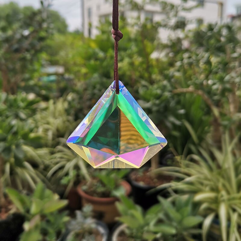 48mm krystal solfanger oblate diamant prisme glas lysekrone lampe perle del regnbue hængende vedhæng hjem bryllup haveindretning