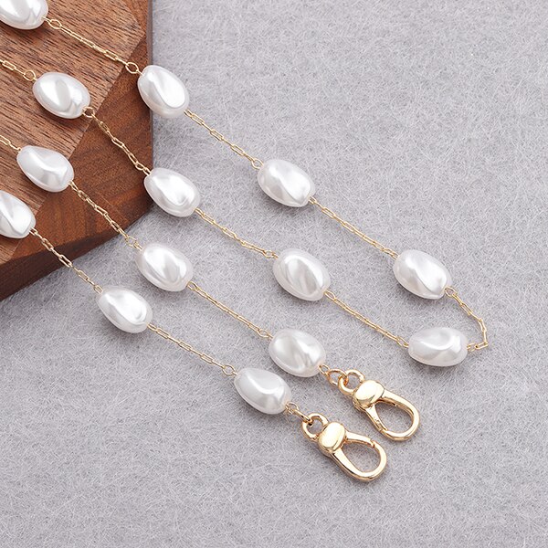 Gufeather m836, acessórios de jóias, corrente de cinta de óculos, 18k banhado a ouro, 0.3 mícrons, feito à mão, pérola plástica, corrente de máscara, 80 cm/pcs: M83605