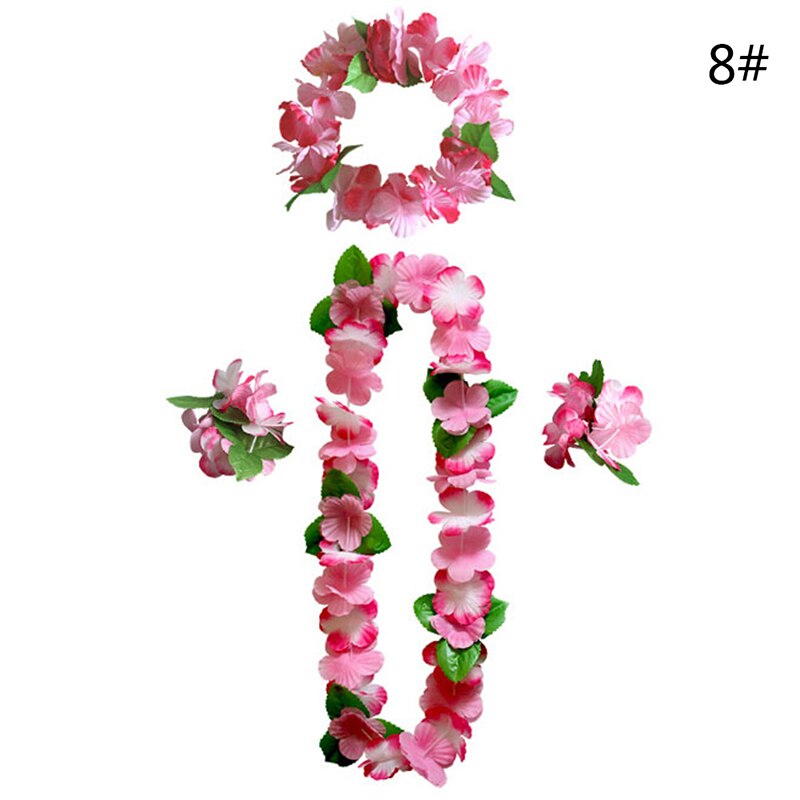 4 stk/sæt fancy kjole kunstig hawaiiansk blomst leis guirlande halskæde fest hawaii strand sjove blomster gør-det-selv fest dekoration: H
