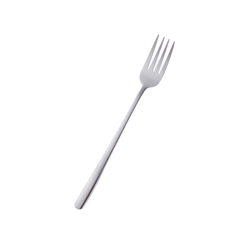 1PC Stainless Steel Dinner Fork Korean Colourful Dessert Fruit Fork With Long Handle Gold Blue Fork Set for Hotel Party Supplies: silver