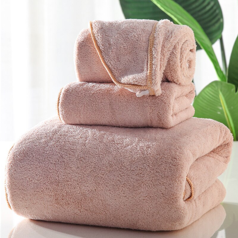 Juego de toallas de baño para adultos 140x70cm Toalla de baño, toalla facial de 32x70cm y gorro de pelo seco un conjunto de toallas suaves de microfibra súper absorbente: Chocolate