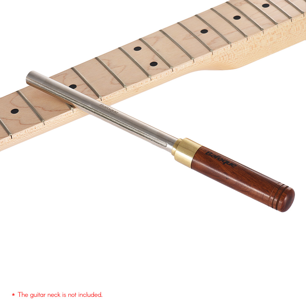 Guitar Fret File Guitar Fret Dressing Metal File with 3 Size Edges Wooden Handle Guitar Repair Tool Luthier Tool