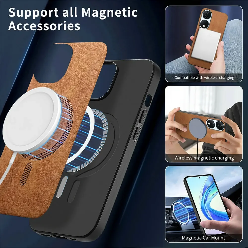 Honor 90 Lite 90Smart 5G 2024 Funda de lujo Funda de cuero con imán Funda Magsafe Honor 90 Funda inteligente para teléfono Honor90 Pro 100 Funda trasera