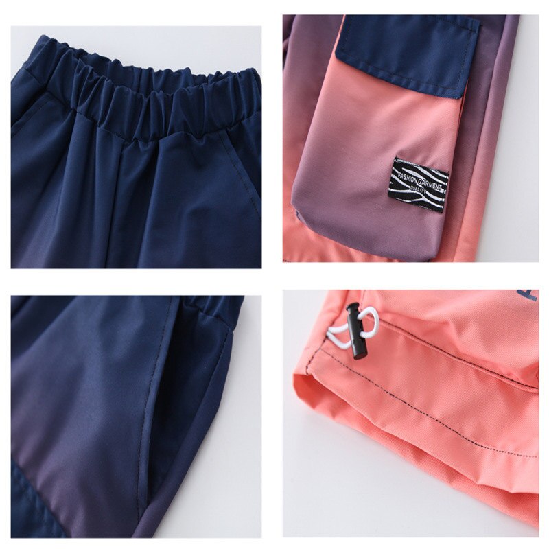 Pantalones cortos de verano para niños, ropa para adolescentes con degradado de , informal, Cargo, cintura elástica,
