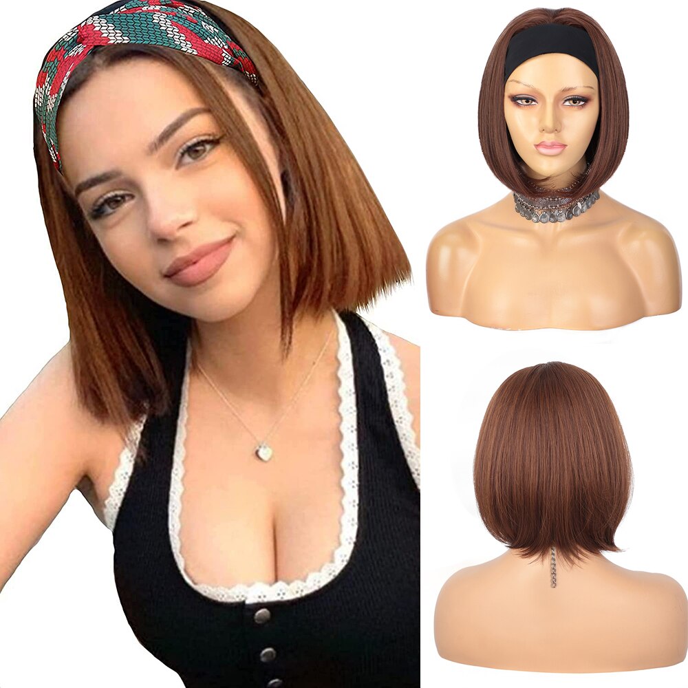 Stamped Glorious Synthetic Headband Wig Black Wig Long Straight Hair Heat Resistant Fiber Synthetic Wigs for Black Women: 27-30