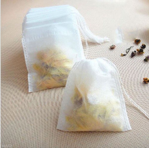 Bolsas de té desechables de 100 Uds., 5,5X7CM, filtro de papel vacío blanco, bolsas de té sueltas para hierbas, bolsas de té de tela para filtros de especias
