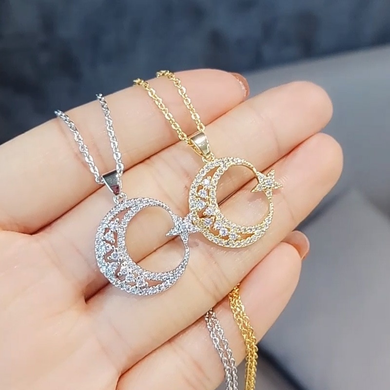Sipengjel guld sølv farve månestjerne vedhæng halskæde halvmåne kraveben kæde choker halskæde til kvinder smykker