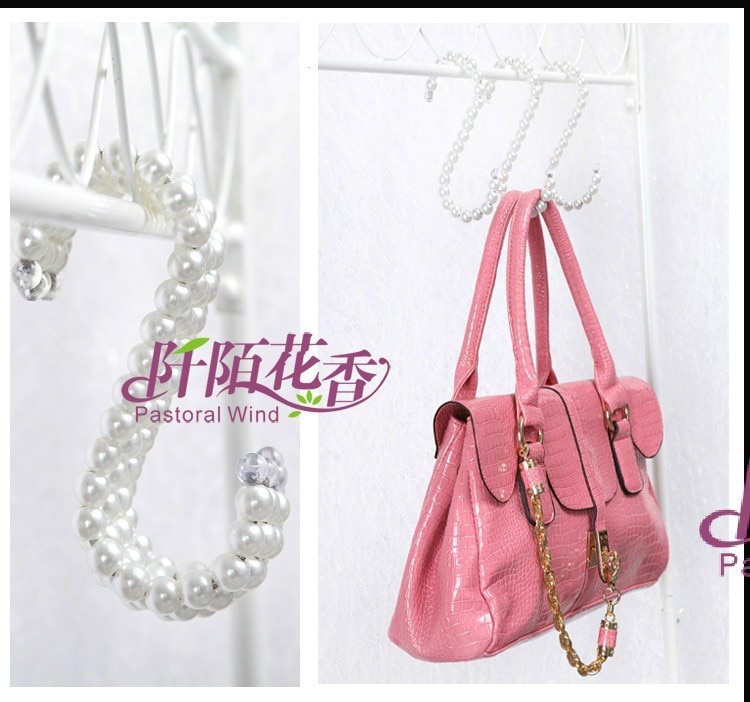 Sainwin-Perchero de plástico con forma de S para mujer, colgador de bolsas de perlas de 15CM, en color blanco y rosa, en 10 colores, lote de 5 unidades