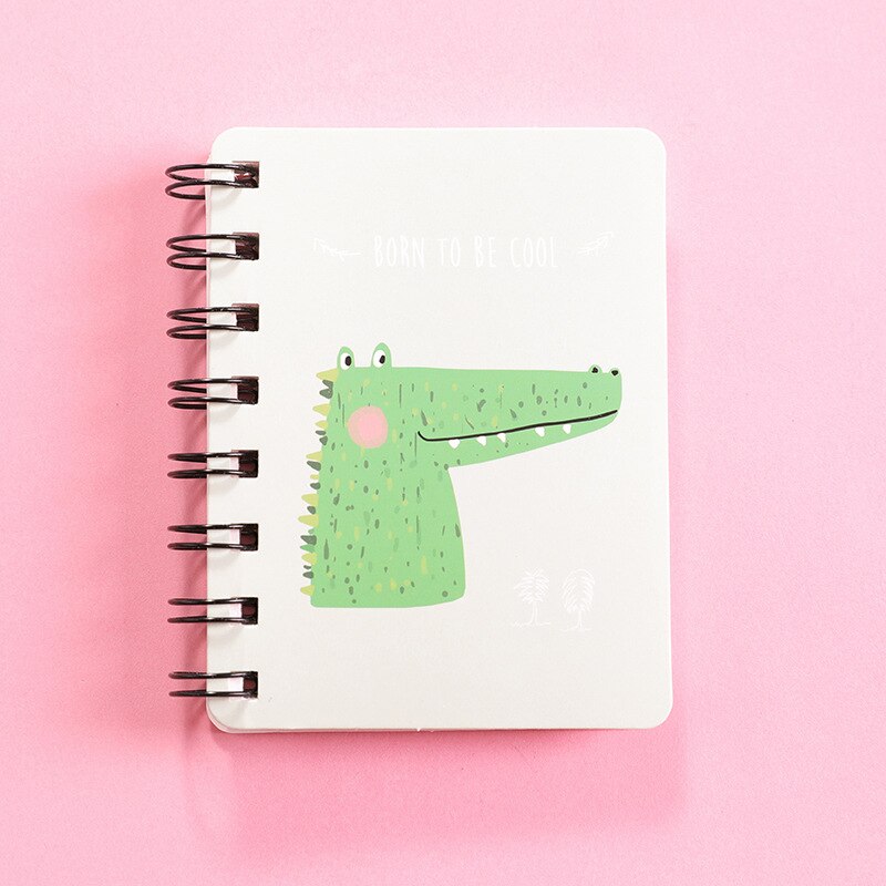 Small Fresh Cartoon Animal Rollover Coil This Student Portable A7 Notepad Notebook Pocket 80Pieces: sky blue