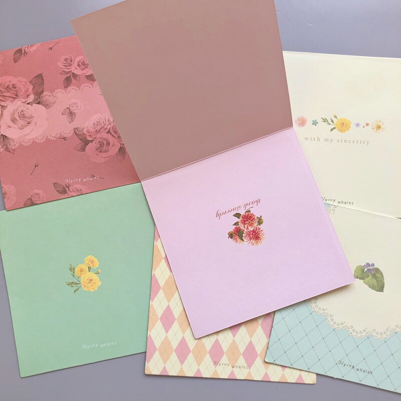 1 Set = 6 Cards Greeting Card + 6 Envelope Cards for Festival Wishing Cards