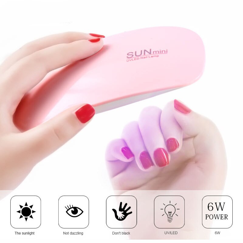 SUN – Mini sèche-ongles Portable 6W, lampe de manucure UV à 6 LED, usage domestique, pour sécher le vernis, avec câble USB