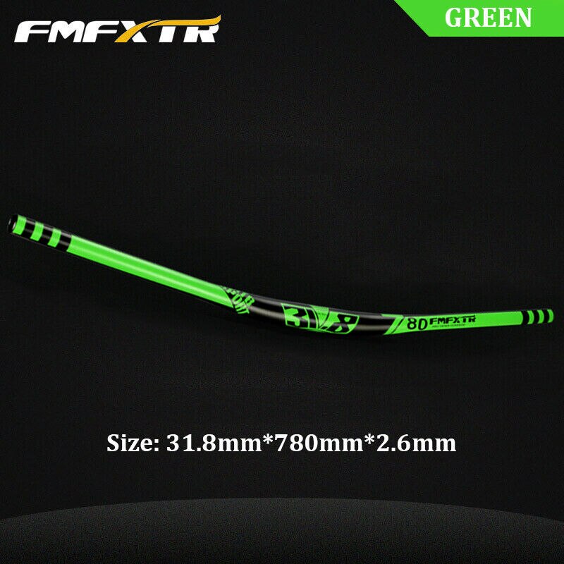 FMFXTR MTB Bicycle Handlebar Aluminum Alloy 780*31.8mm Racing Bike Rise Handlebar Mountain Bike Handle Bars Cycling Accesorios: green -31.8-780