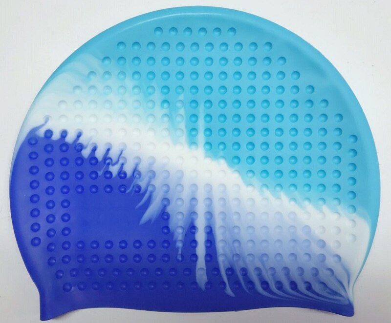100% Silicone Swimming Cap Men Women Unisex Swim Pool Swimming Caps Non-toxic High Elastic Free Size Adults Surfing &amp; Diving Hat: Colorful-Blue
