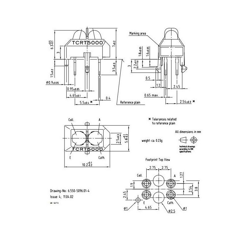 10pcs TCRT5000L TCRT5000 Reflective Infrared Sensor Photoelectric Switch s467